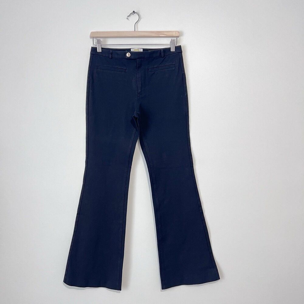 Anthropologie Maeve Black High-Rise Flare Pants Size 6 Stretch - Picture 2 of 8